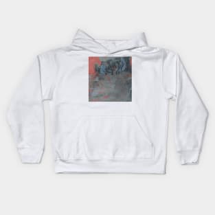 Pink-blue abstract landscape Kids Hoodie